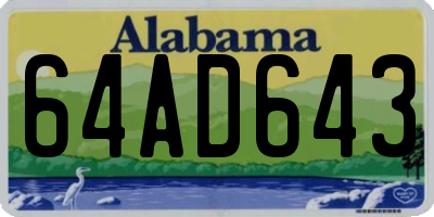 AL license plate 64AD643