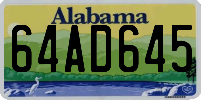 AL license plate 64AD645
