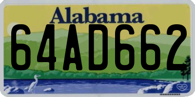 AL license plate 64AD662