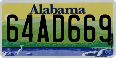 AL license plate 64AD669