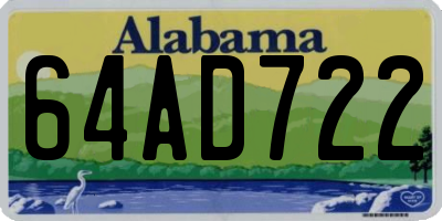 AL license plate 64AD722