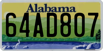 AL license plate 64AD807