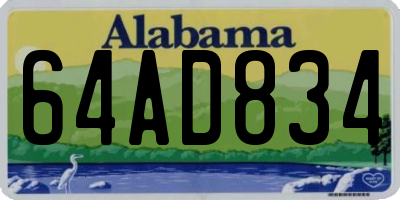 AL license plate 64AD834