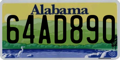 AL license plate 64AD890