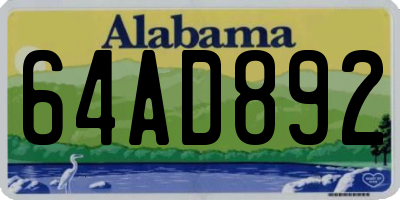 AL license plate 64AD892