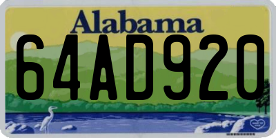 AL license plate 64AD920
