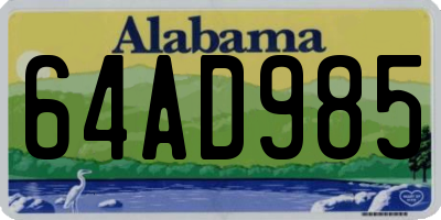 AL license plate 64AD985