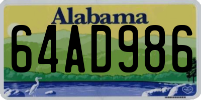 AL license plate 64AD986