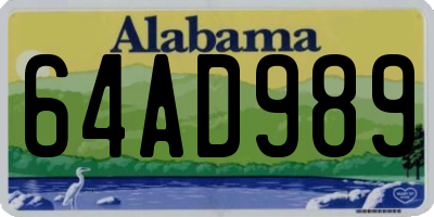 AL license plate 64AD989