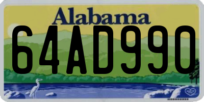 AL license plate 64AD990
