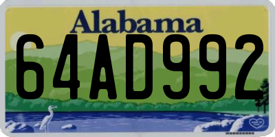 AL license plate 64AD992