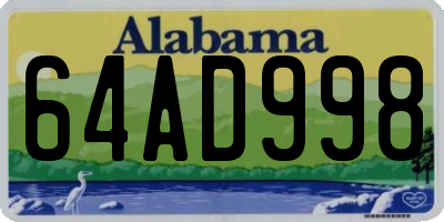 AL license plate 64AD998