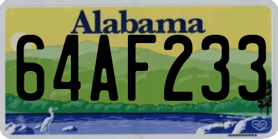 AL license plate 64AF233