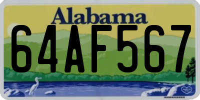 AL license plate 64AF567