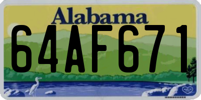 AL license plate 64AF671