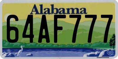 AL license plate 64AF777