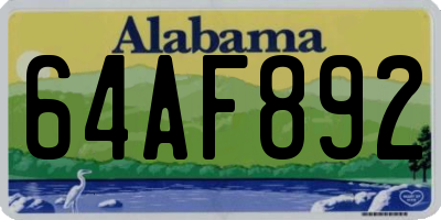 AL license plate 64AF892