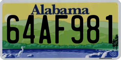AL license plate 64AF981