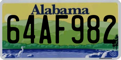 AL license plate 64AF982