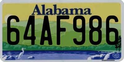 AL license plate 64AF986