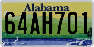 AL license plate 64AH701