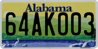 AL license plate 64AK003