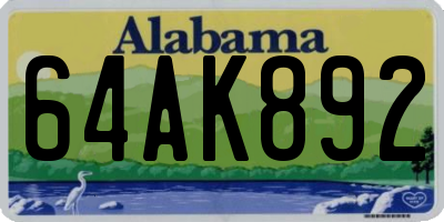 AL license plate 64AK892