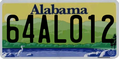 AL license plate 64AL012
