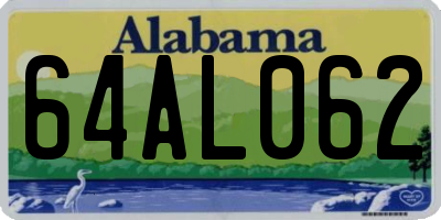 AL license plate 64AL062