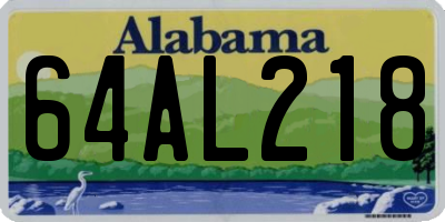 AL license plate 64AL218
