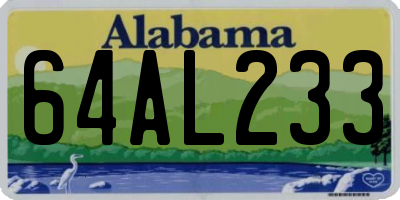 AL license plate 64AL233