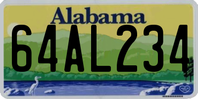 AL license plate 64AL234