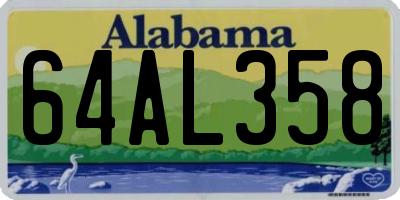 AL license plate 64AL358