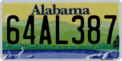 AL license plate 64AL387