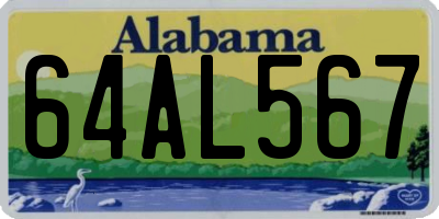 AL license plate 64AL567