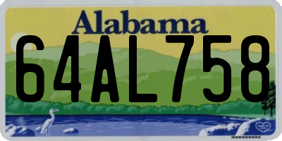 AL license plate 64AL758