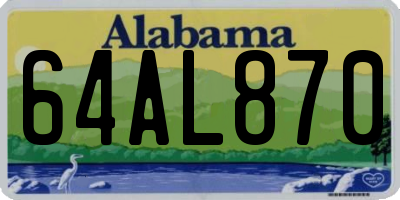 AL license plate 64AL870