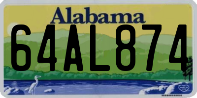 AL license plate 64AL874