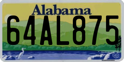 AL license plate 64AL875