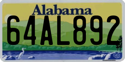 AL license plate 64AL892