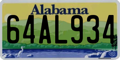 AL license plate 64AL934