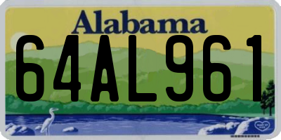AL license plate 64AL961