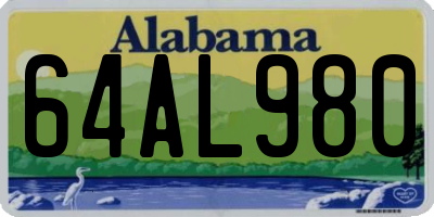 AL license plate 64AL980