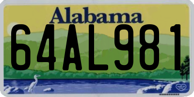 AL license plate 64AL981