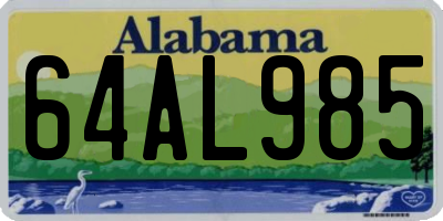 AL license plate 64AL985