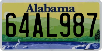 AL license plate 64AL987