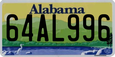 AL license plate 64AL996