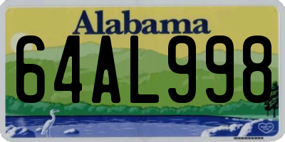 AL license plate 64AL998