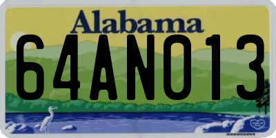 AL license plate 64AN013