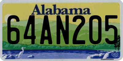 AL license plate 64AN205